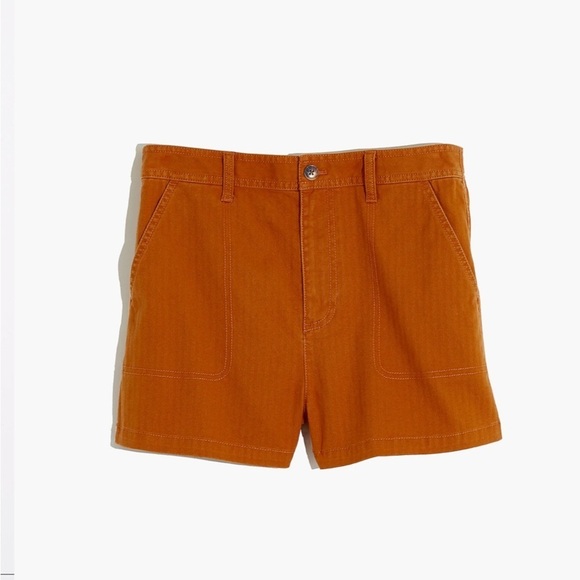 Madewell Camp Shorts Burnt Sienna Orange High Waisted, Size Small - Picture 4 of 13